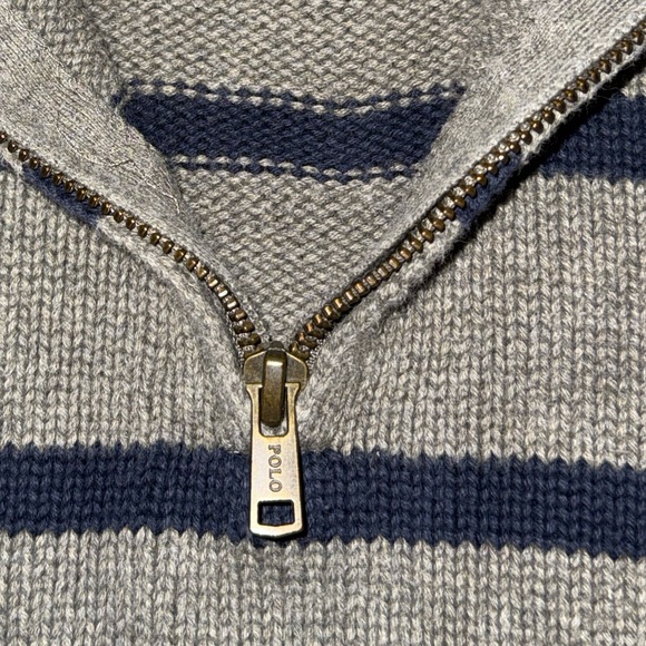 Polo Ralph Lauren Boys Size 7 100% Cotton Dress Quarter Zip Sweater Striped - Picture 9 of 10